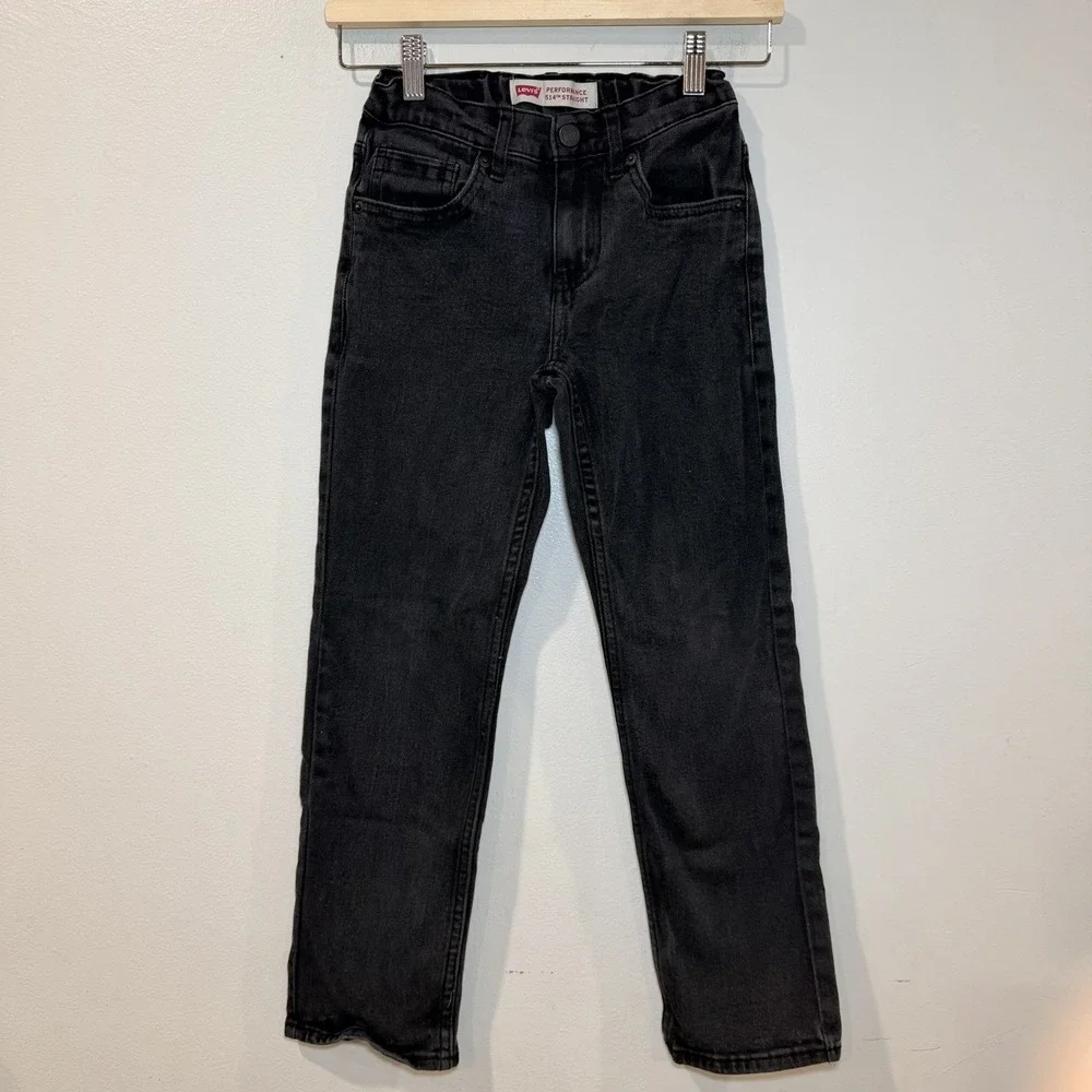 Levis 514 Straight Fit Performance Jeans Boys Size 10 Reg Black Denim